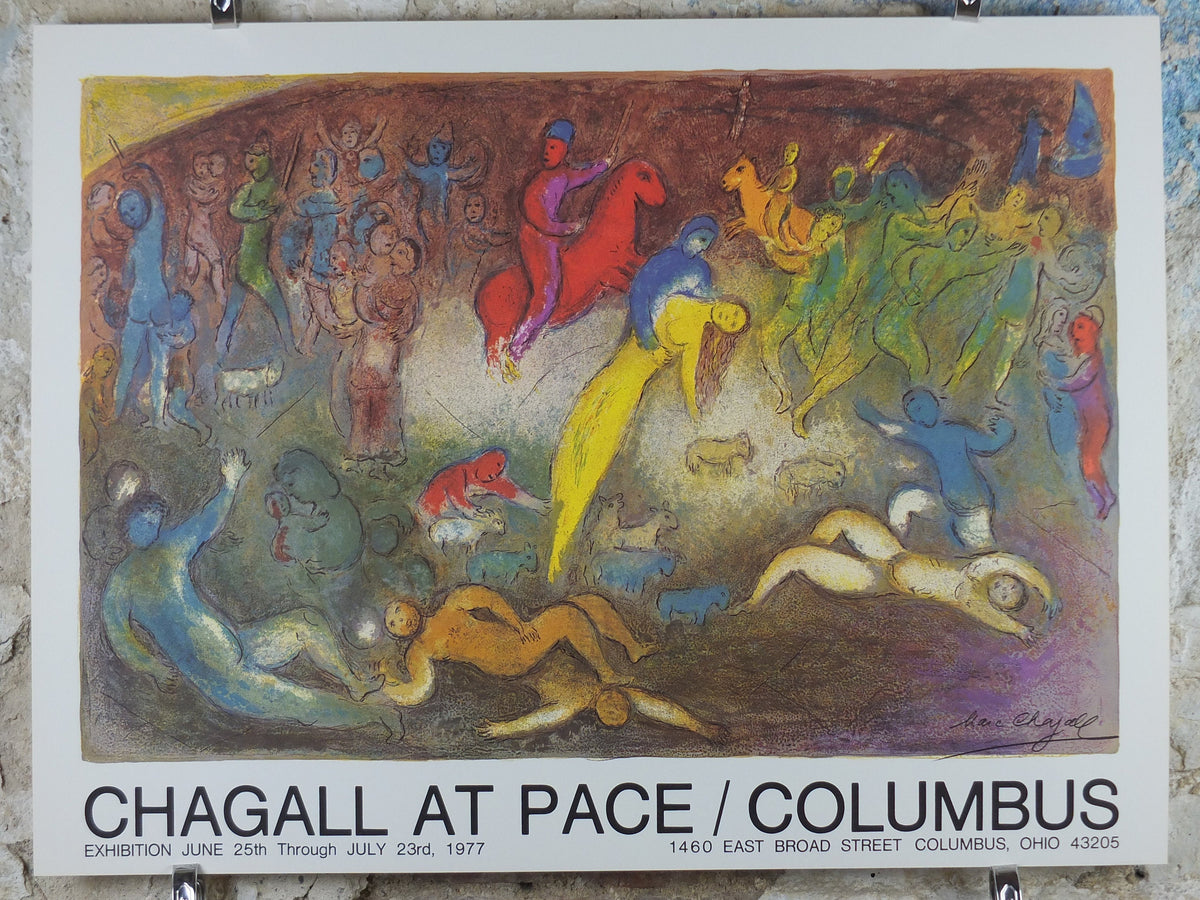 1977 Marc Chagall Poster, Abduction of Chloe, Pace Columbus Ohio, amazing condition, Cubism and Expressionism, gallery exhibition, wall art