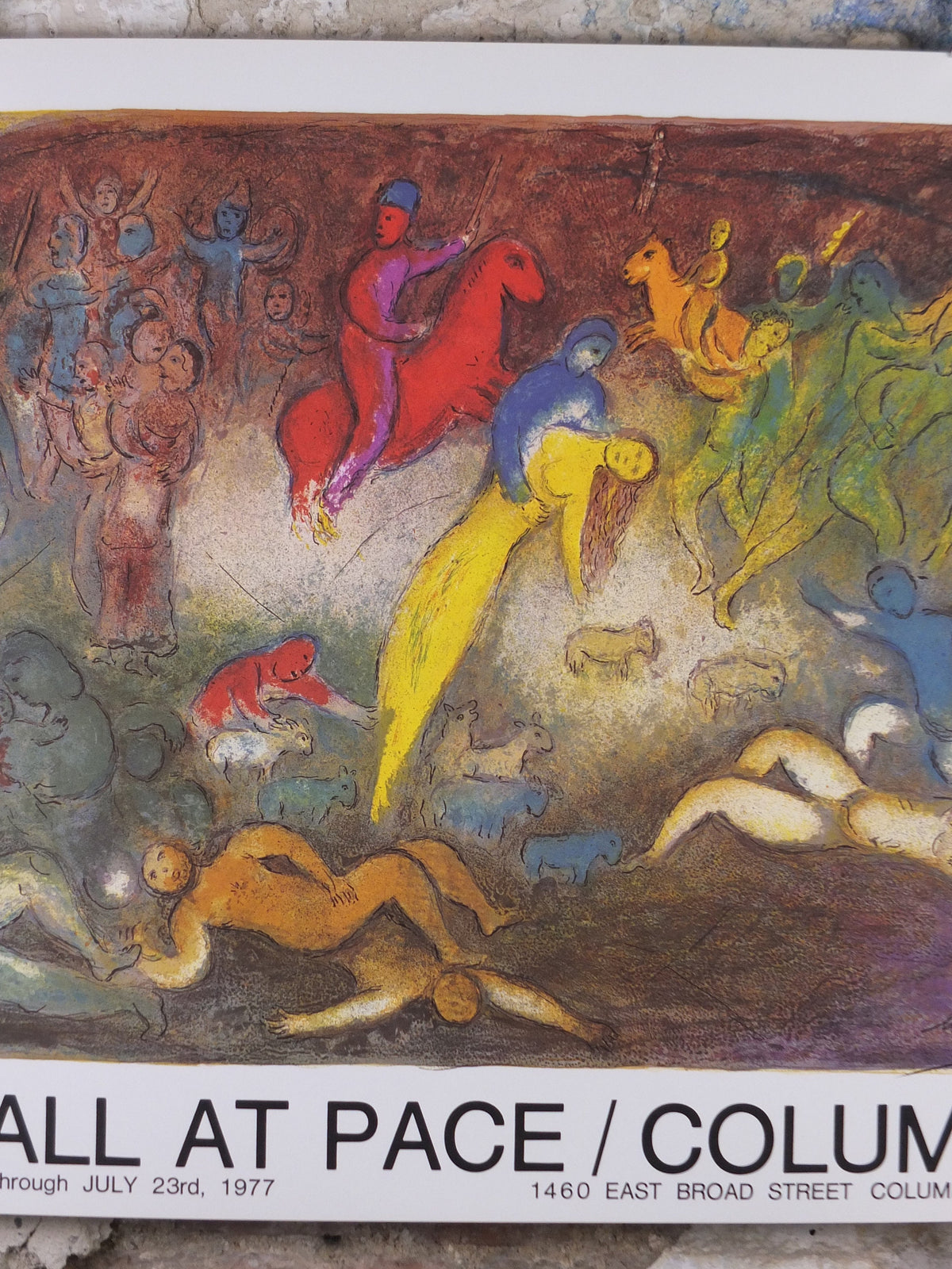 1977 Marc Chagall Poster, Abduction of Chloe, Pace Columbus Ohio, amazing condition, Cubism and Expressionism, gallery exhibition, wall art