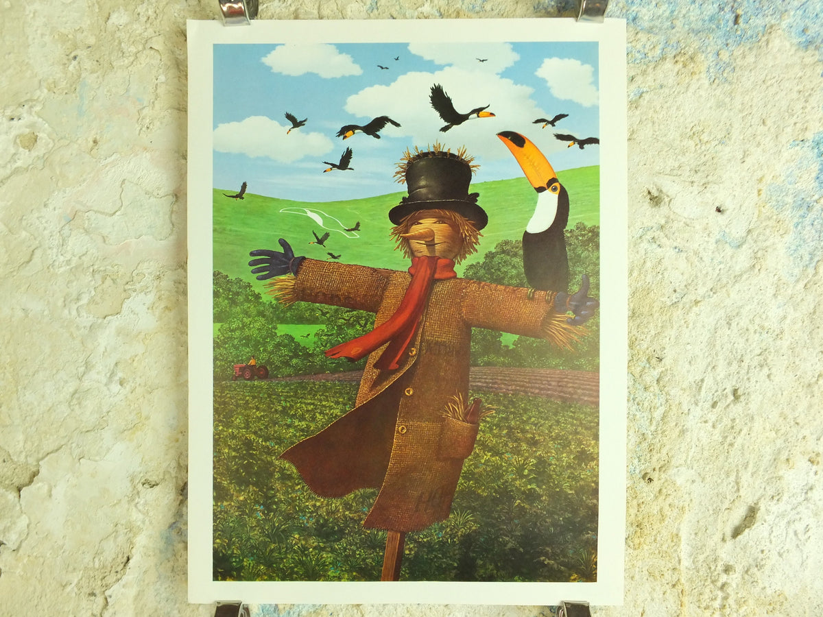 Original Vintage Guinness Toucan Poster, scarecrow, garden harvest, advertising ale Irish stout beer print wall art retro 1970s
