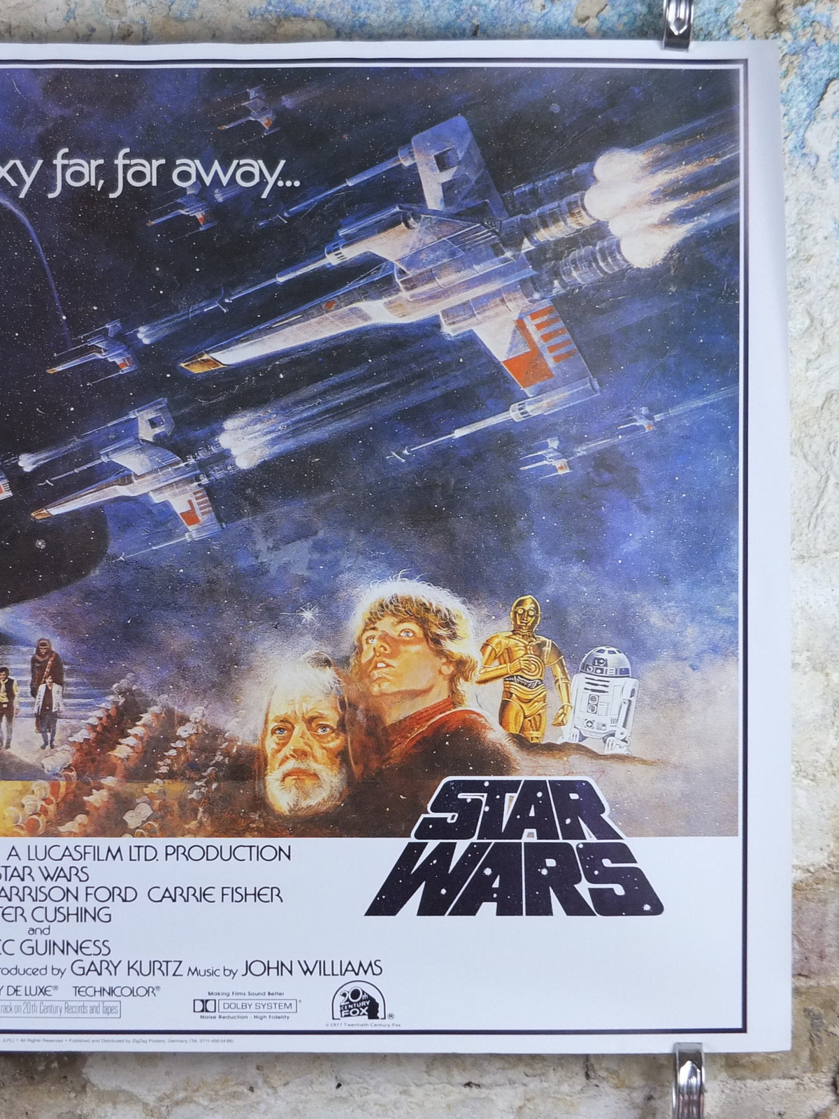 1995 Star Wars A New Hope Poster, by Zigzag Posters Germany, half sheet design, wall art cinema film memorabilia