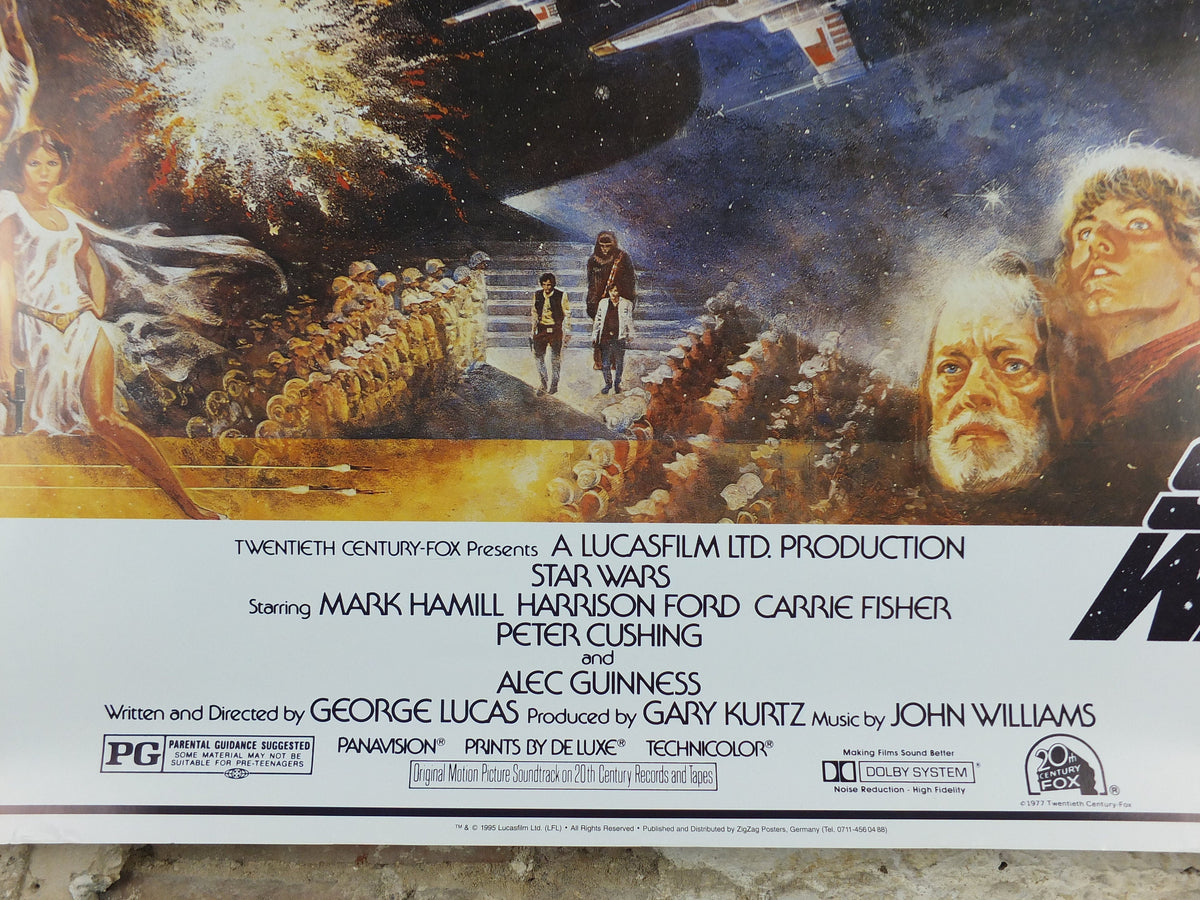 1995 Star Wars A New Hope Poster, by Zigzag Posters Germany, half sheet design, wall art cinema film memorabilia