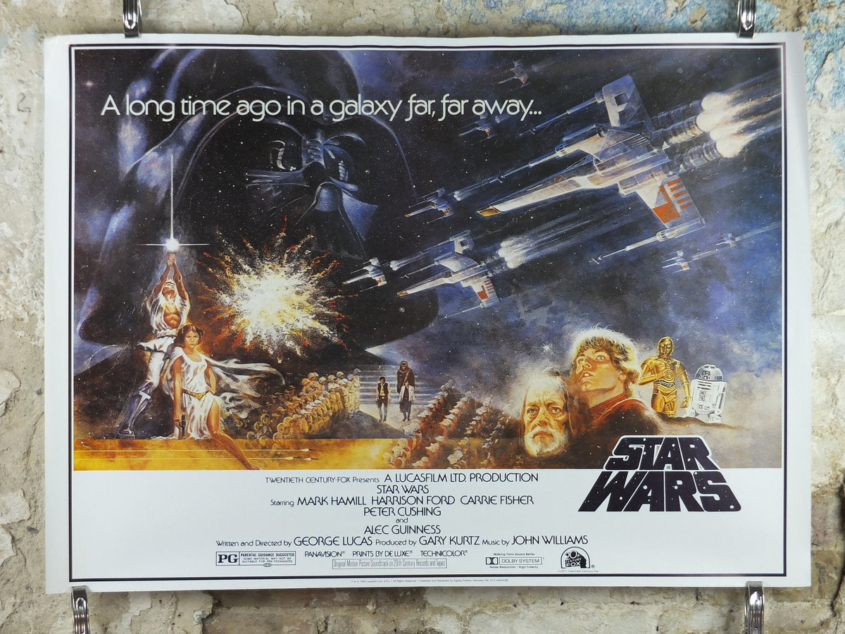 1995 Star Wars A New Hope Poster, by Zigzag Posters Germany, half sheet design, wall art cinema film memorabilia