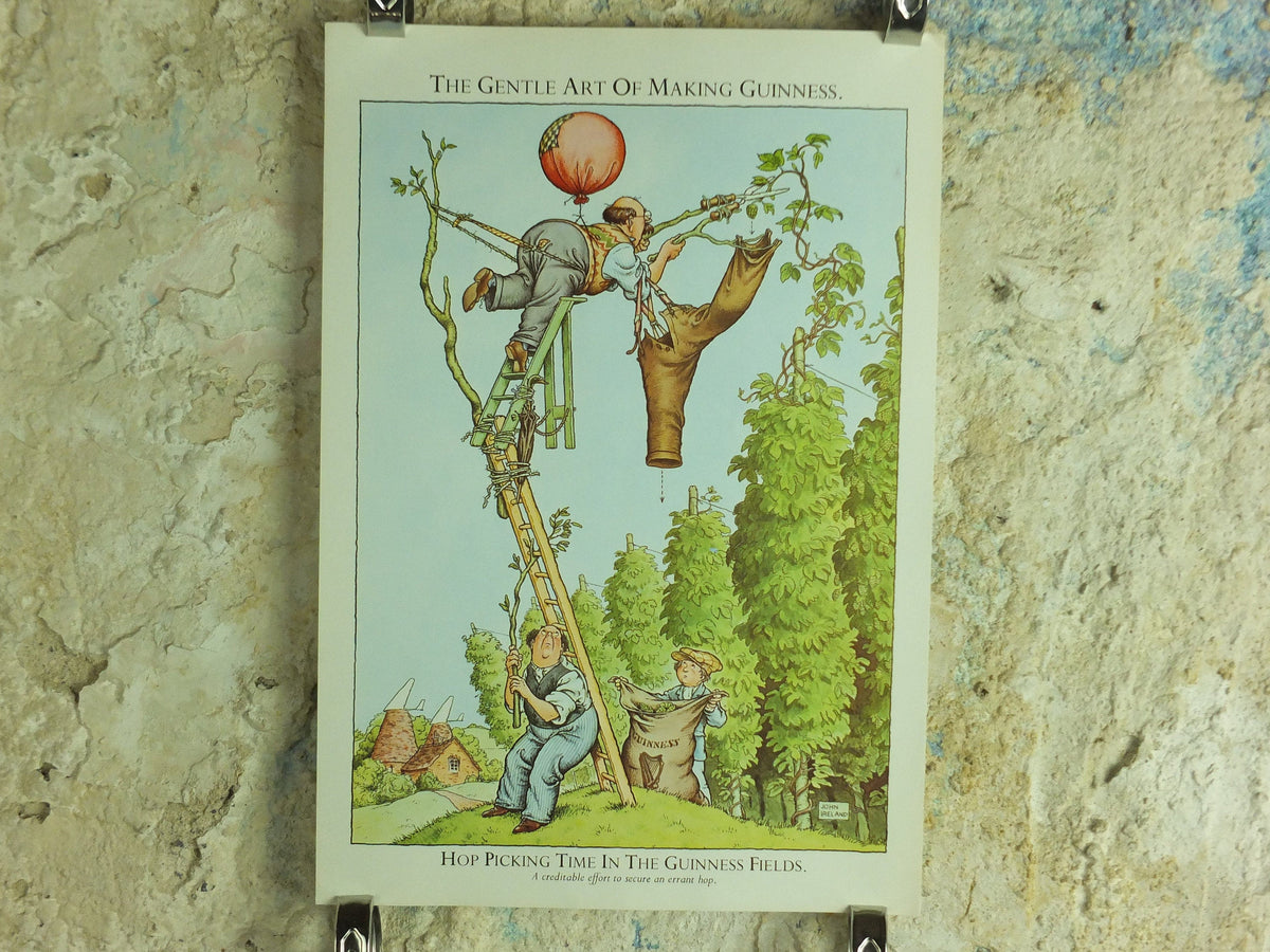 Original Vintage Gentle Art of Making Guinness Poster Hop picking time in fields advertising ale Irish stout beer print wall art retro 1980s