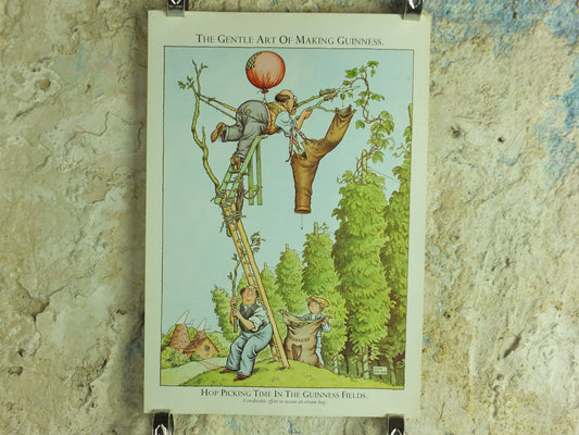 Original Vintage Gentle Art of Making Guinness Poster Hop picking time in fields advertising ale Irish stout beer print wall art retro 1980s