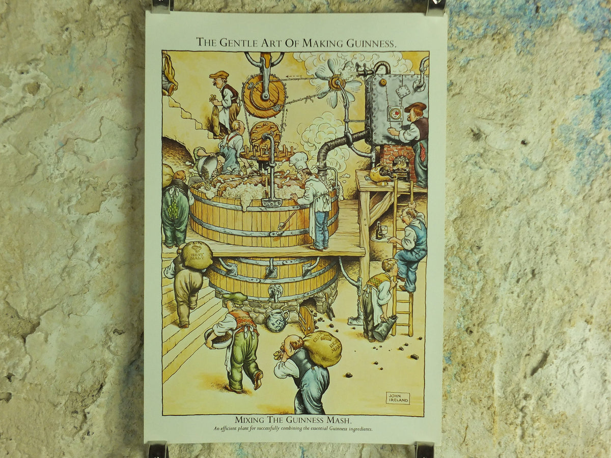 Original Vintage Gentle Art of Making Guinness Poster Mixing the Guinness Mash advertising ale Irish stout beer print wall art retro 1980s
