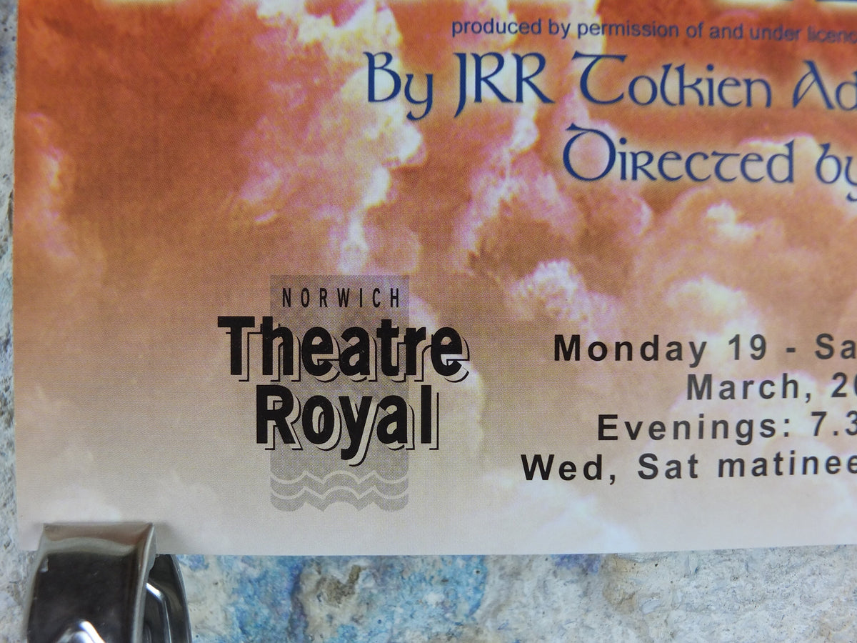 2001 The Hobbit Poster, Gandalf, Lord of the Rings, J.R.R. Tolkien, Norwich Theatre Royal, Middle Earth, wall art decor