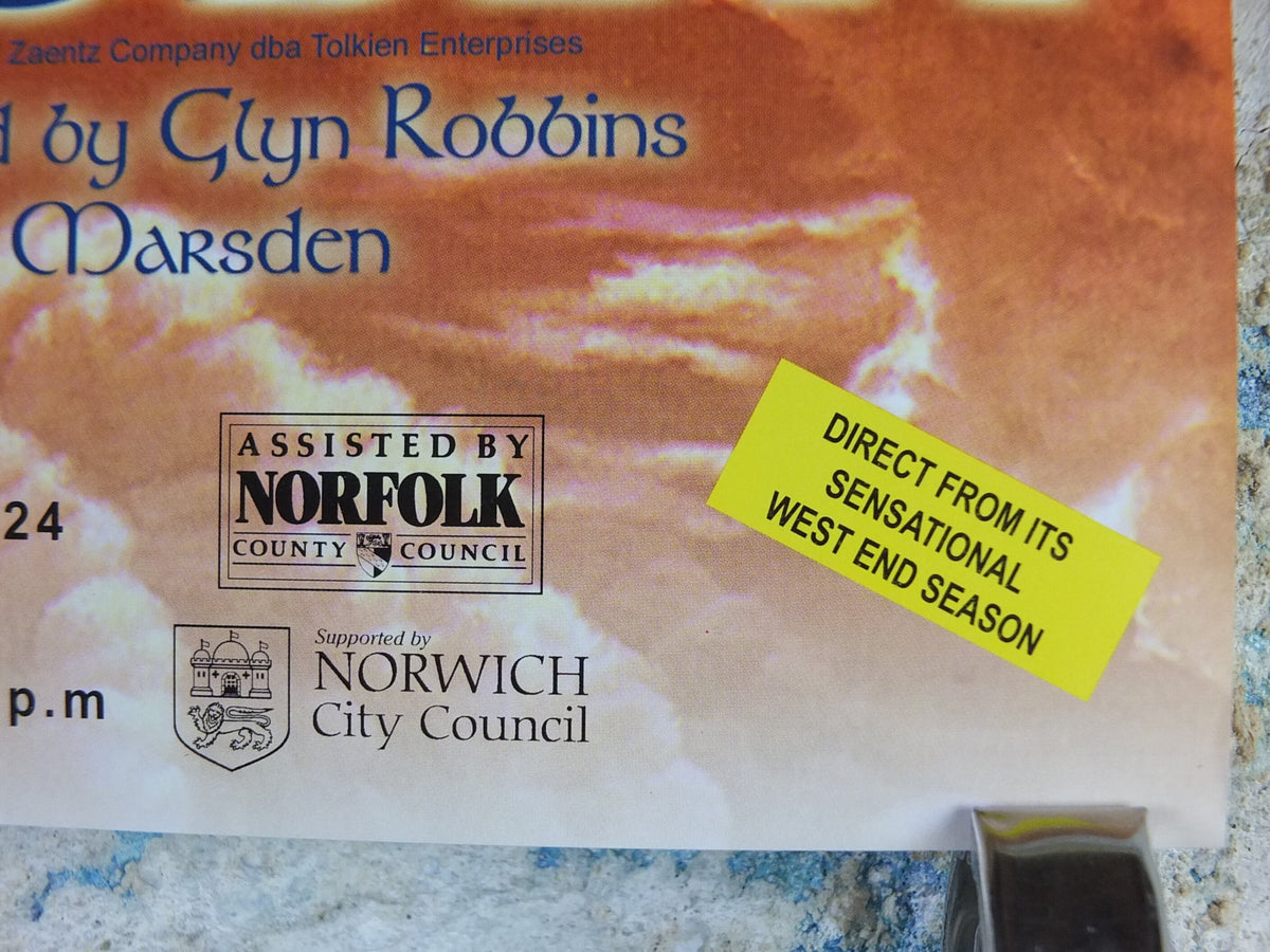 2001 The Hobbit Poster, Gandalf, Lord of the Rings, J.R.R. Tolkien, Norwich Theatre Royal, Middle Earth, wall art decor