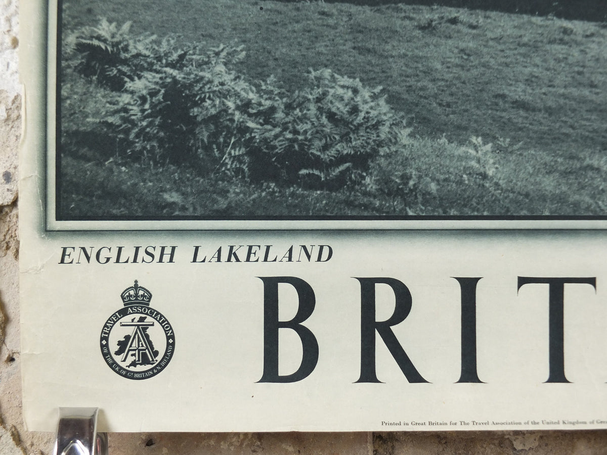 1947 Lake Distrist Britain Poster, English Lakeland, Travel Association United Kingdom, travel tourism, holiday vacation wall art decor