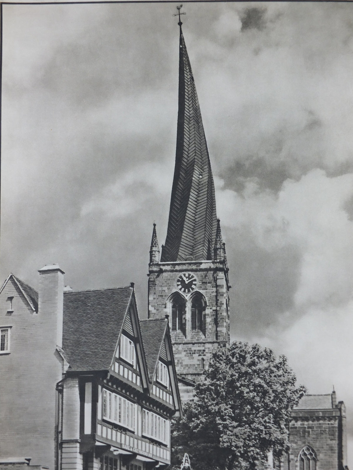 1947 The Crooked Spire Britain Poster, Chesterfield, Travel Association United Kingdom, travel tourism, holiday vacation wall art decor