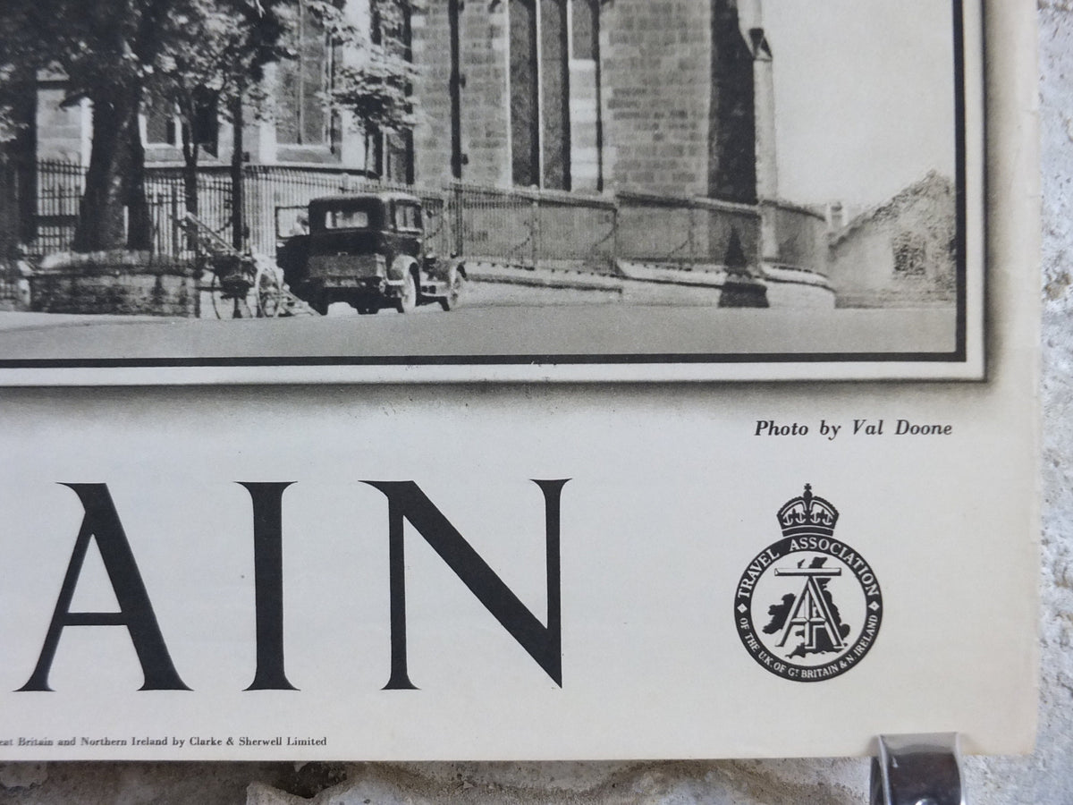 1947 The Crooked Spire Britain Poster, Chesterfield, Travel Association United Kingdom, travel tourism, holiday vacation wall art decor