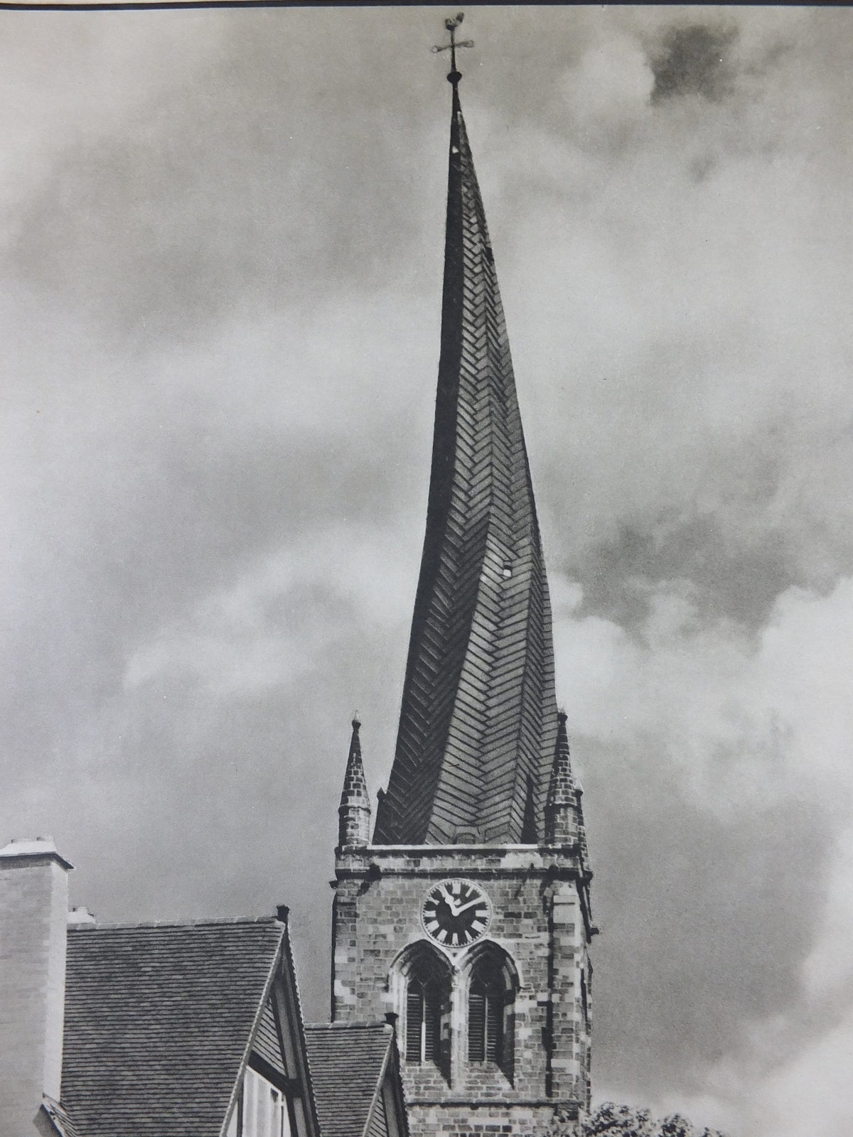 1947 The Crooked Spire Britain Poster, Chesterfield, Travel Association United Kingdom, travel tourism, holiday vacation wall art decor