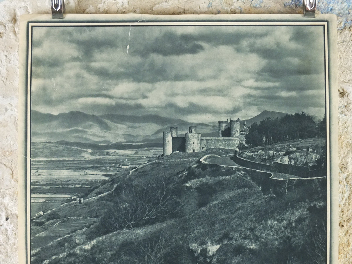 1947 Harlech Castle Britain Poster, Snowdonia Wales, Travel Association United Kingdom, travel tourism holiday vacation wall art decor