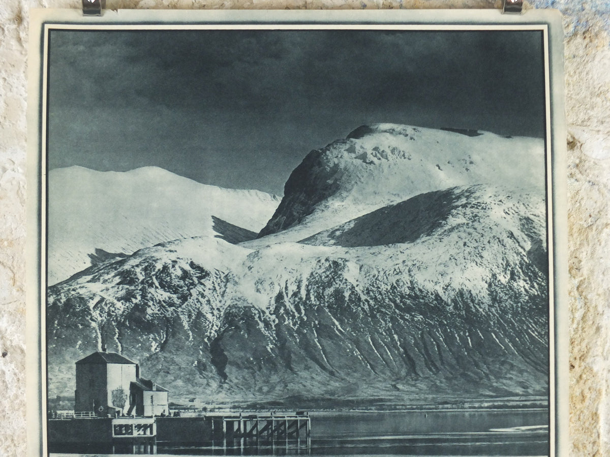 1947 Ben Nevis Britain Poster, Fort William Scotland, Travel Association United Kingdom, travel tourism holiday vacation wall art decor