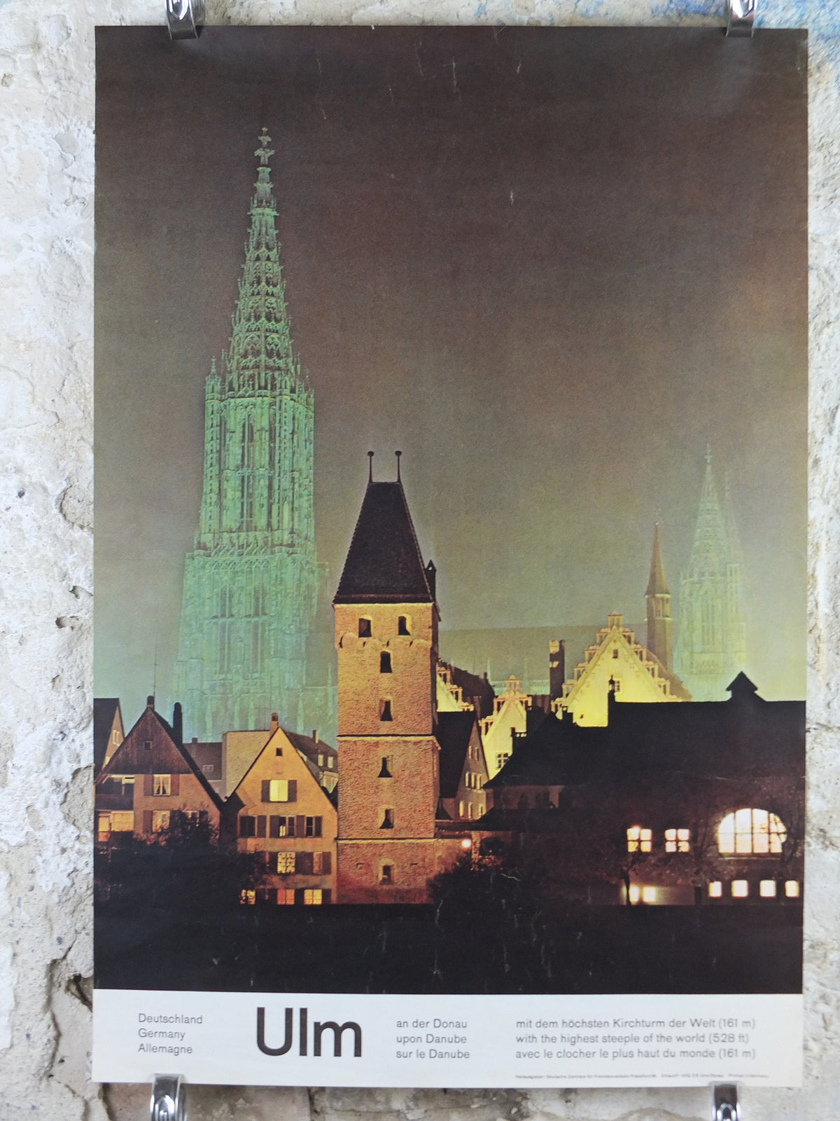 1960s Ulm Cathedral Germany Poster, the highest steeple in the world, Baden-Württemberg, travel tourism holiday vacation wall art decor