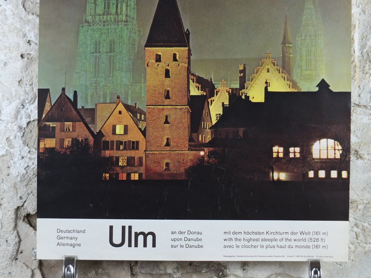 1960s Ulm Cathedral Germany Poster, the highest steeple in the world, Baden-Württemberg, travel tourism holiday vacation wall art decor