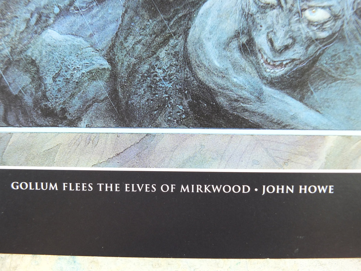 Vintage Gollum flees the elves of Mirkwood by John Howe Poster, Tolkien, Lord of the Rings, illustration print, wall art decor