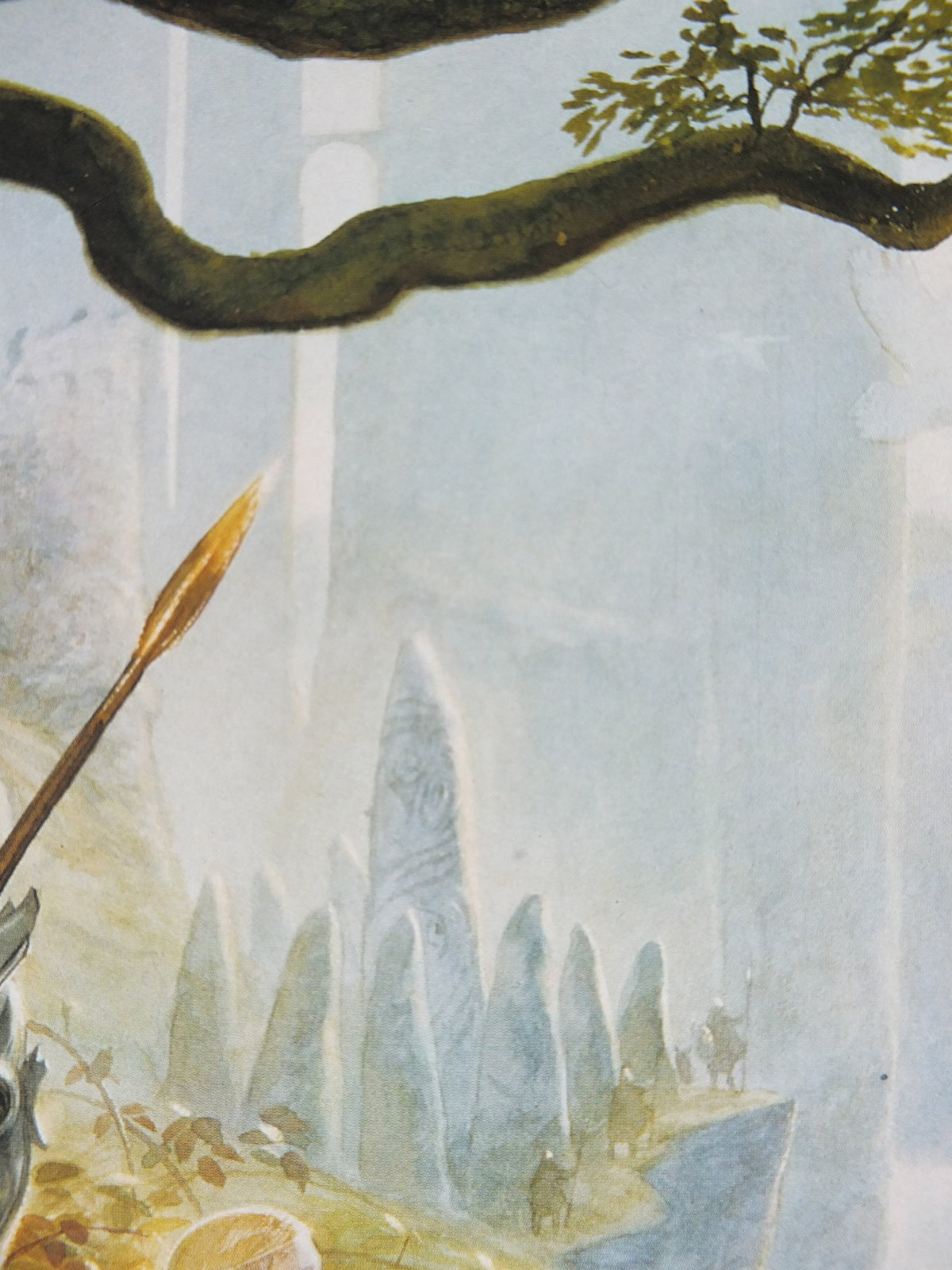Vintage Celtic Myth by John Howe Poster, Fantasy, unicorn, wizard, knight, fairy, stone ring, illustration print, wall art decor