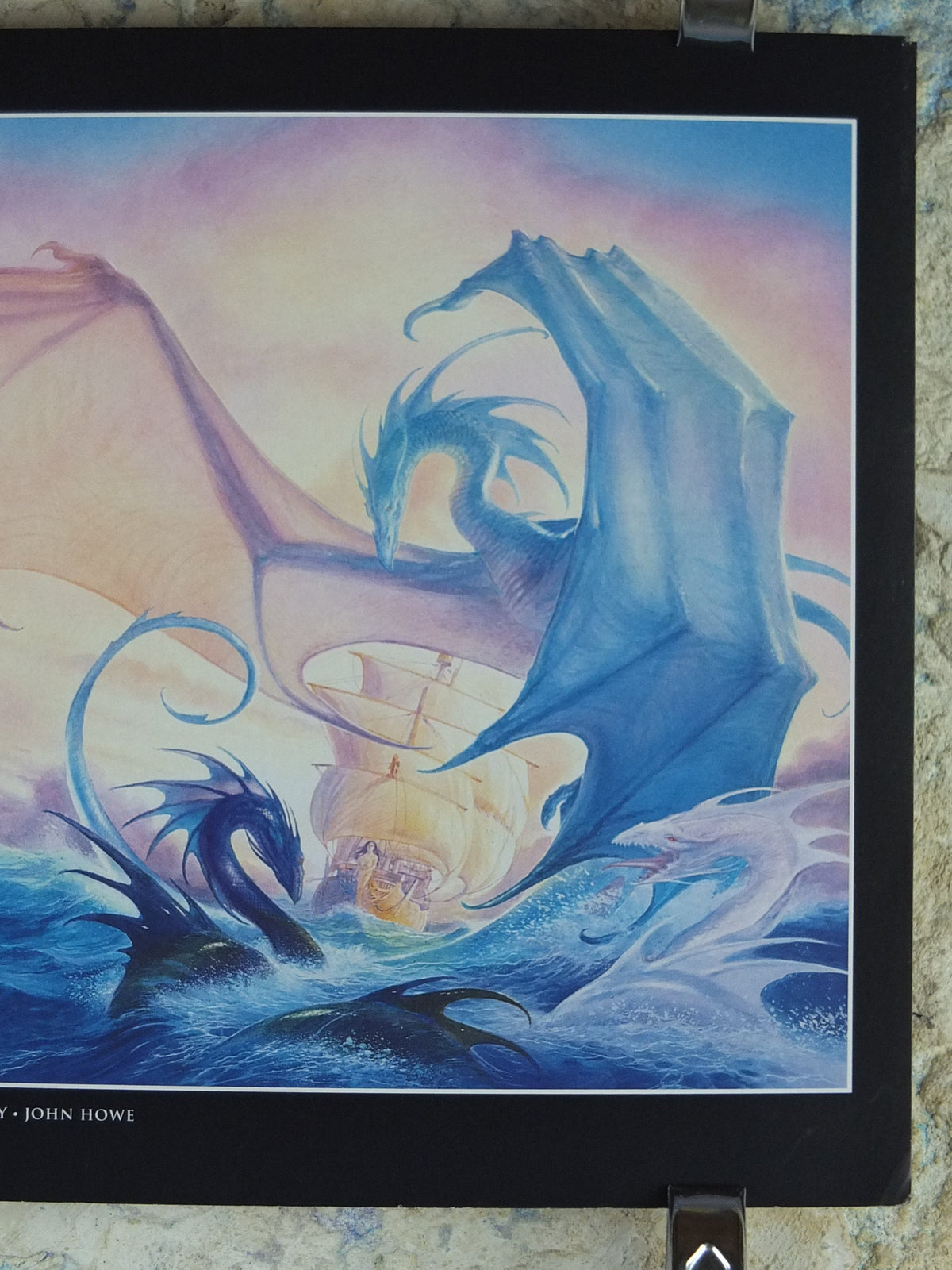 Vintage Ship of Destiny by John Howe Poster, Fantasy, Robin Hobb books, dragons, illustration print, wall art decor