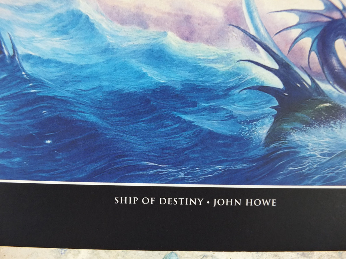 Vintage Ship of Destiny by John Howe Poster, Fantasy, Robin Hobb books, dragons, illustration print, wall art decor