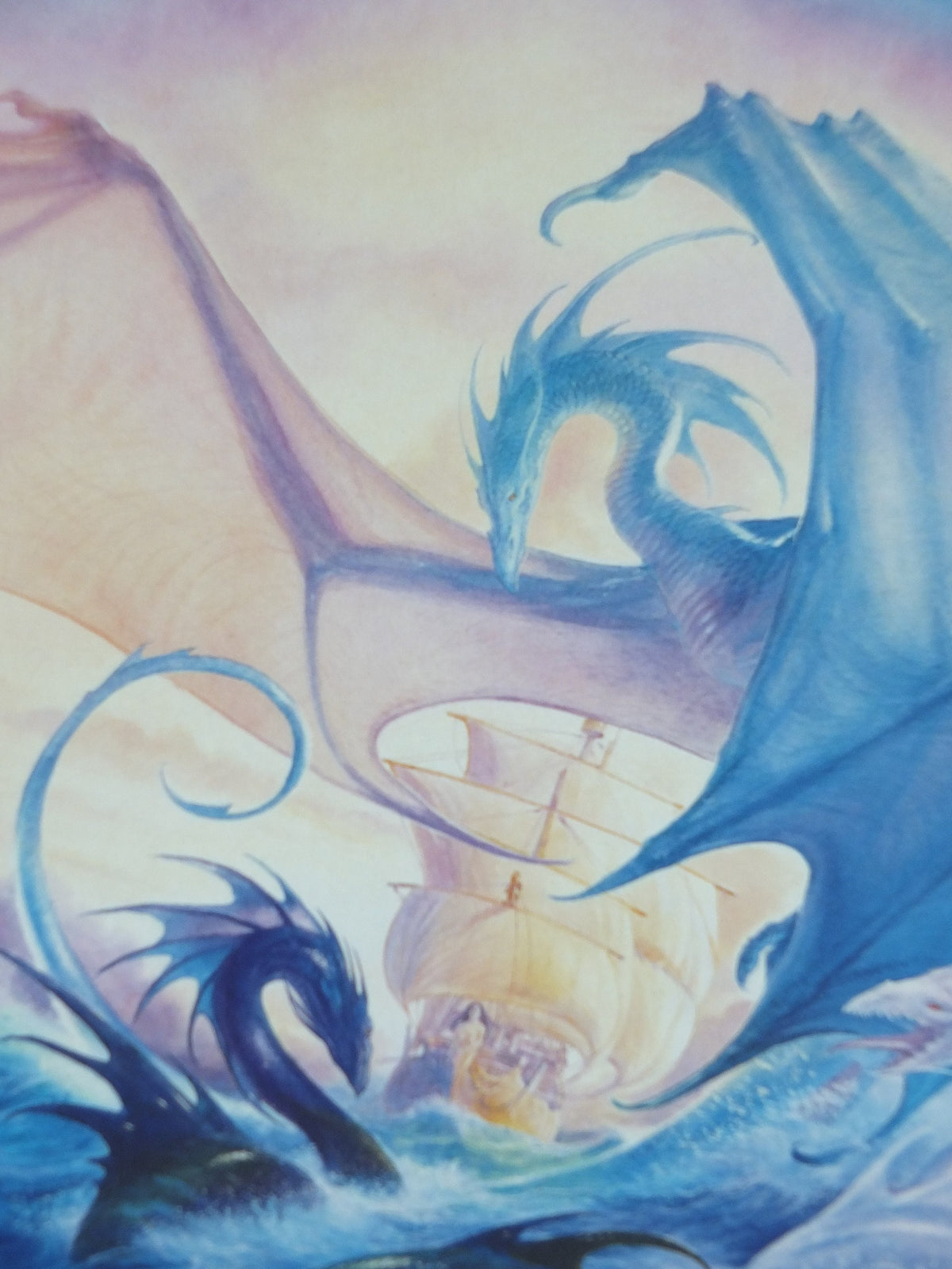 Vintage Ship of Destiny by John Howe Poster, Fantasy, Robin Hobb books, dragons, illustration print, wall art decor