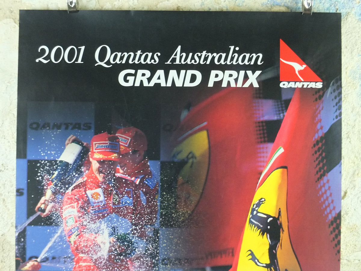 2001 Australian Grand Prix Poster, Formula 1 F1, Qantas Melbourne, Michael Schumacher, Ferrari, Red Bull Sauber Petronas wall art decor