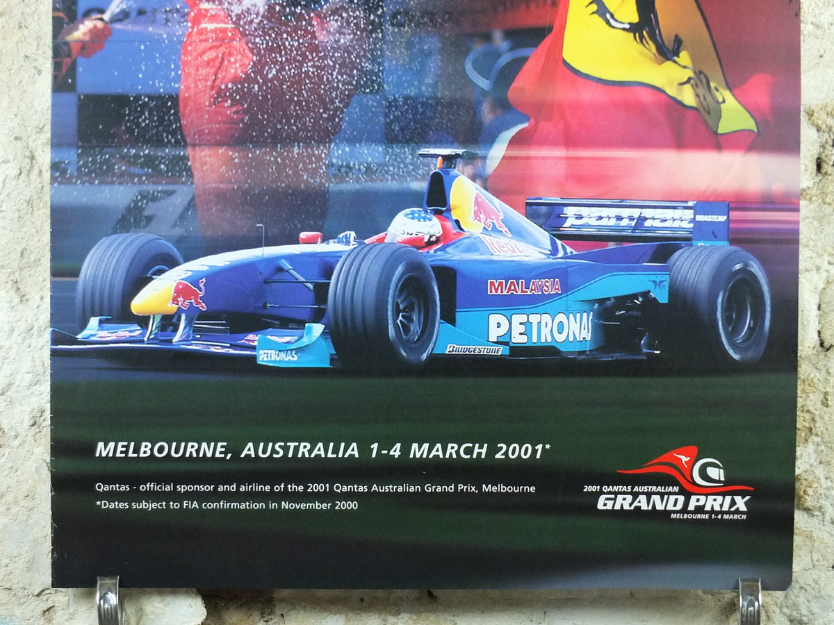 2001 Australian Grand Prix Poster, Formula 1 F1, Qantas Melbourne, Michael Schumacher, Ferrari, Red Bull Sauber Petronas wall art decor