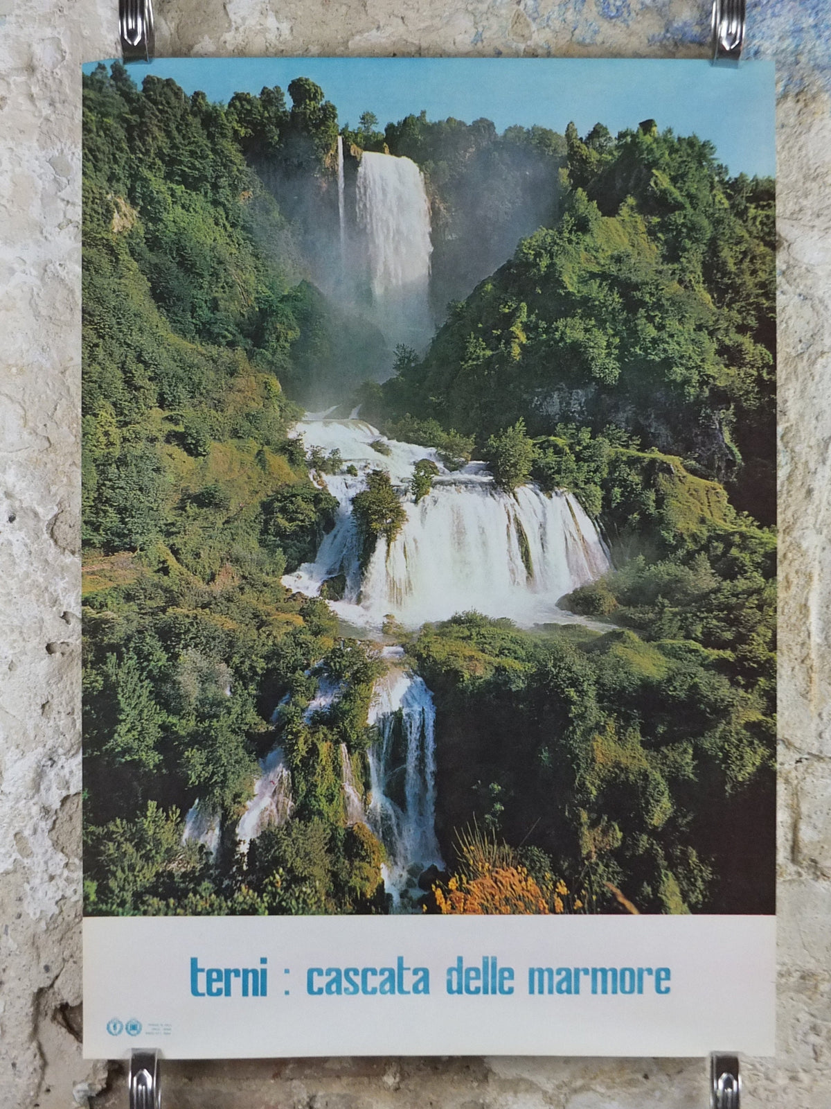 1960s Vintage Italian Cascata delle Marmore Travel Poster, Roman Waterfall, Terni, Italy travel tourism, holiday vacation, wall art decor