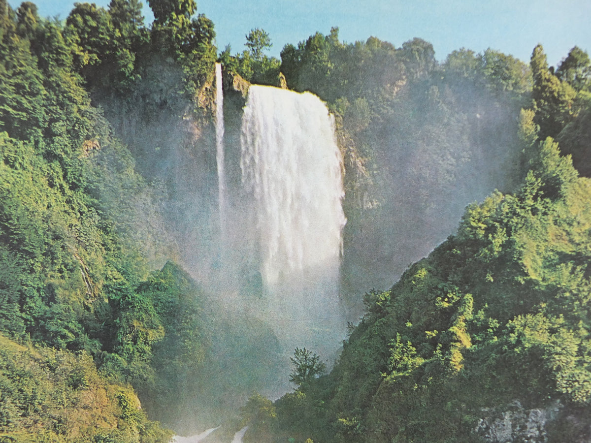1960s Vintage Italian Cascata delle Marmore Travel Poster, Roman Waterfall, Terni, Italy travel tourism, holiday vacation, wall art decor