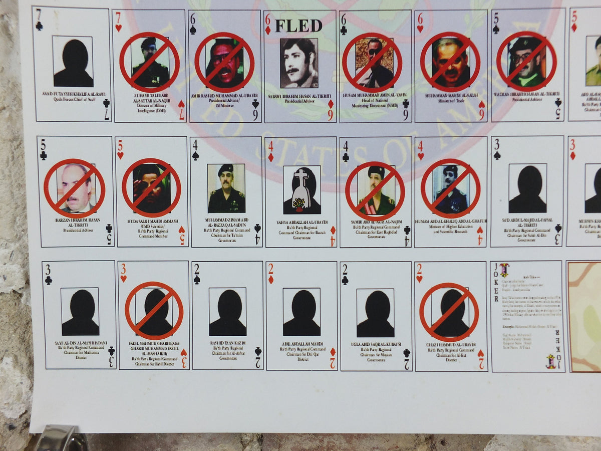 Original Iraq War Poster, Deck of Cards Most Wanted as of 16 May 2003, Gulf War, Operation Enduring Freedom, print wall art decor 2000s