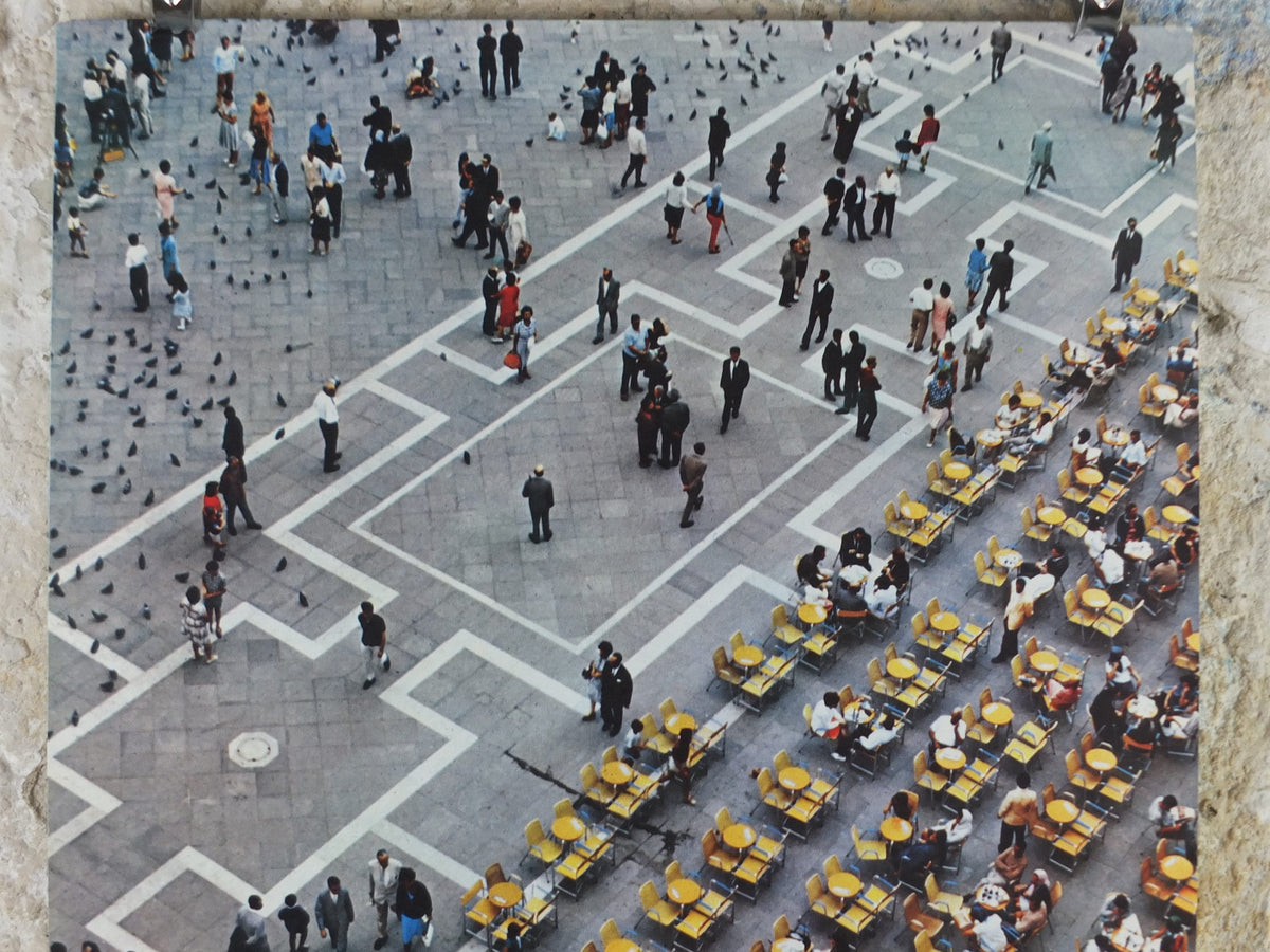1960s Venice Travel Poster, St Marks Square, Piazza San Marco, Vintage Italian Venezia, travel tourism, holiday vacation, wall art decor