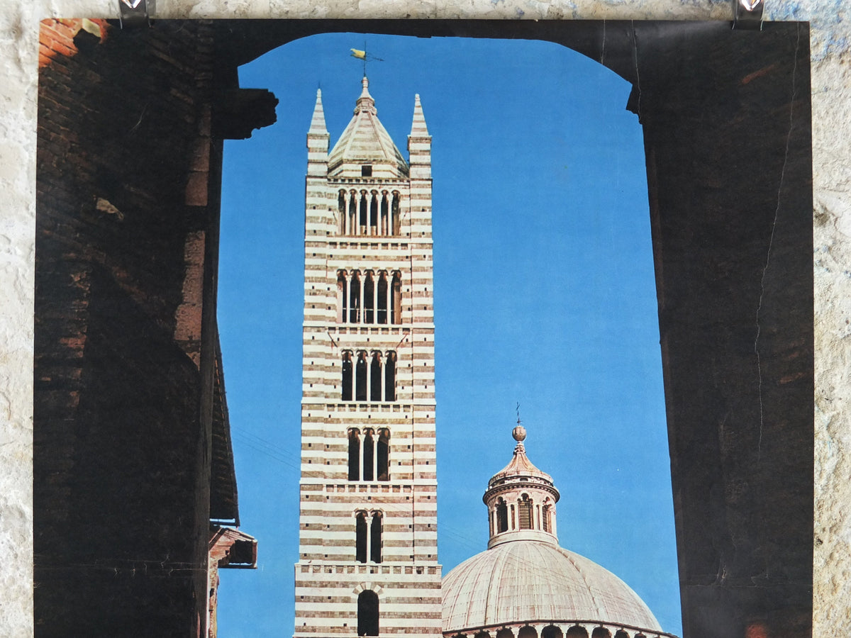 1960s Siena Travel Poster, Siena Cathedral Duomo di Siena, Vintage Italian Seinna, Italy travel tourism, holiday vacation, wall art decor