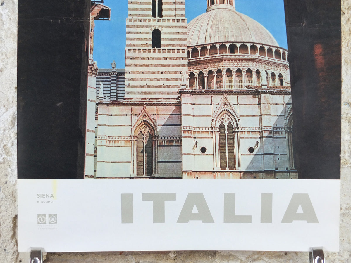 1960s Siena Travel Poster, Siena Cathedral Duomo di Siena, Vintage Italian Seinna, Italy travel tourism, holiday vacation, wall art decor