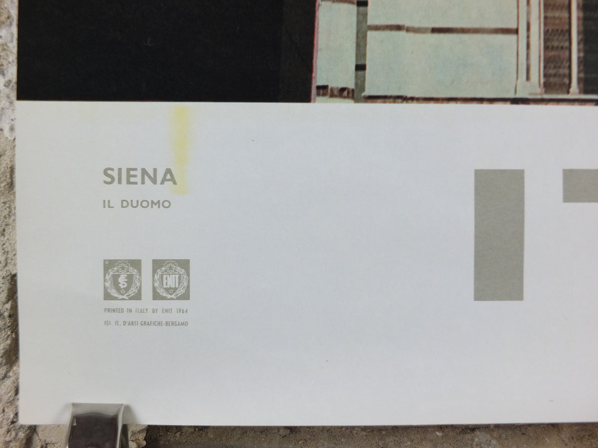 1960s Siena Travel Poster, Siena Cathedral Duomo di Siena, Vintage Italian Seinna, Italy travel tourism, holiday vacation, wall art decor