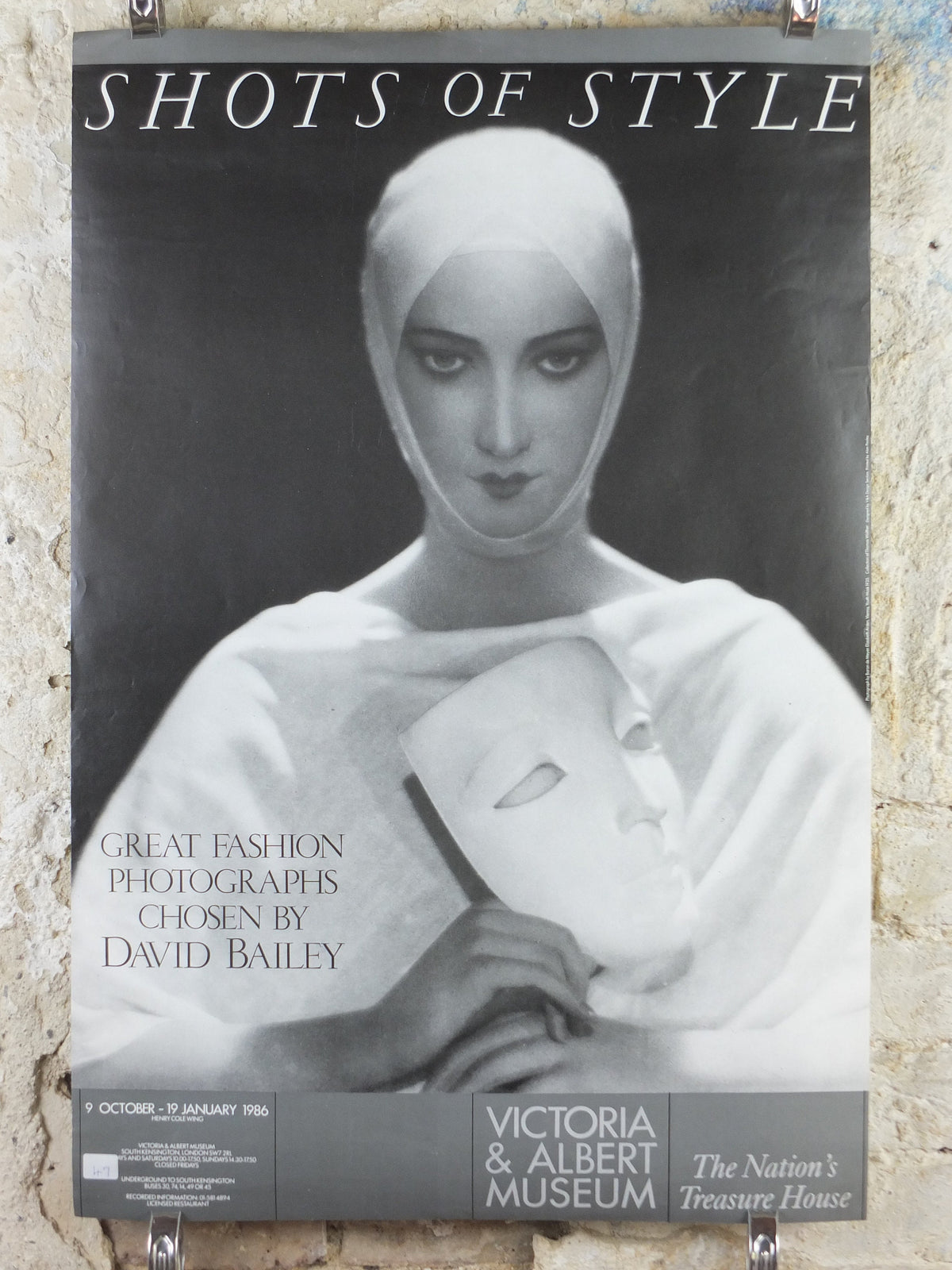 1986 V&A Museum Poster, David Bailey's Great Fashion Photographers, Victoria and Albert, gallery exhibition wall art decor