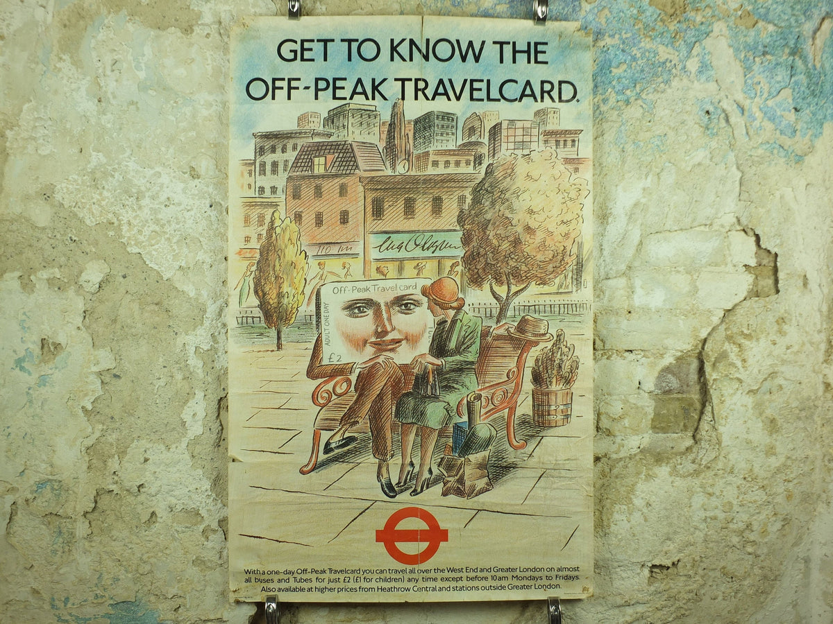 Vintage Tube London Underground Poster, 1980s Travelcard, authentic London history, travel and tourism tourist wall art