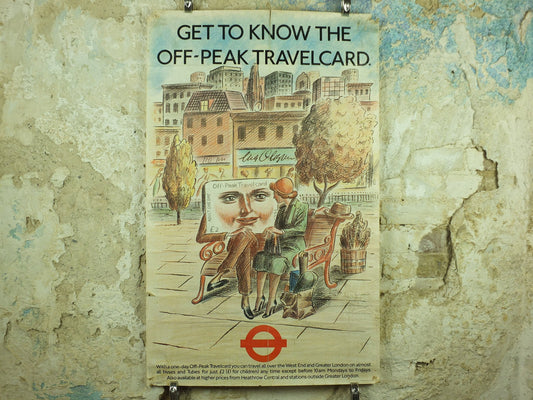 Vintage Tube London Underground Poster, 1980s Travelcard, authentic London history, travel and tourism tourist wall art