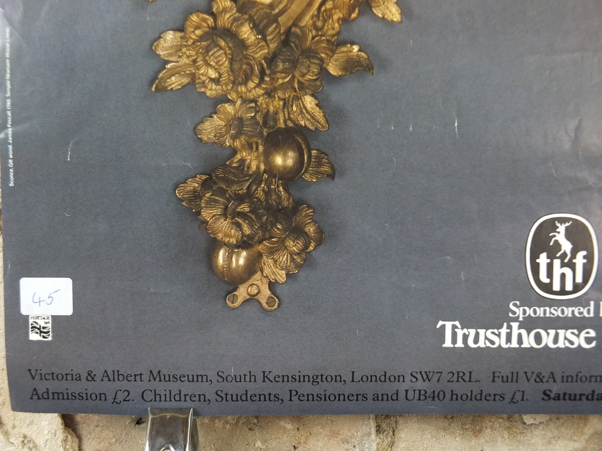 1984 V&A Museum Poster, Rococo, Art and Design in Hogarth's England, Victoria and Albert, gallery exhibition wall art decor
