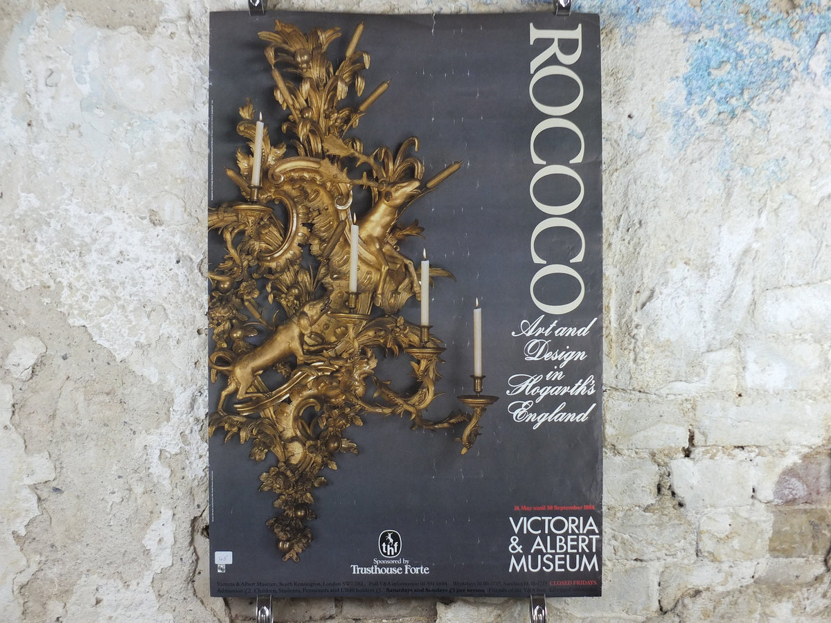 1984 V&A Museum Poster, Rococo, Art and Design in Hogarth's England, Victoria and Albert, gallery exhibition wall art decor