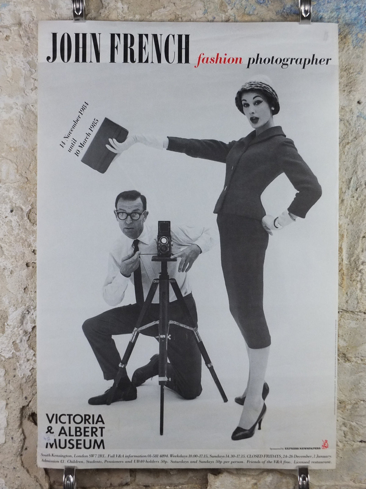 1984 V&A Museum Poster, John French Fashion Photographer, Daphne Abrams TV Times '57, Victoria and Albert, gallery exhibition wall art decor