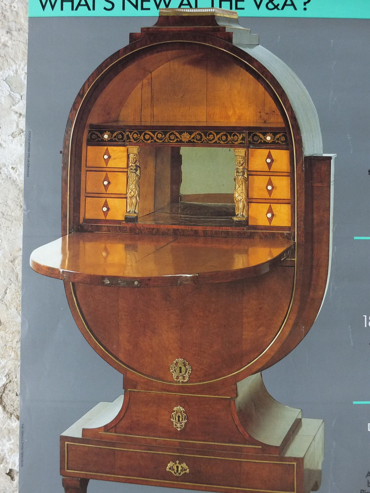 1987 V&A Museum Poster, What's New at the VA? Victoria and Albert, gallery exhibition wall art decor