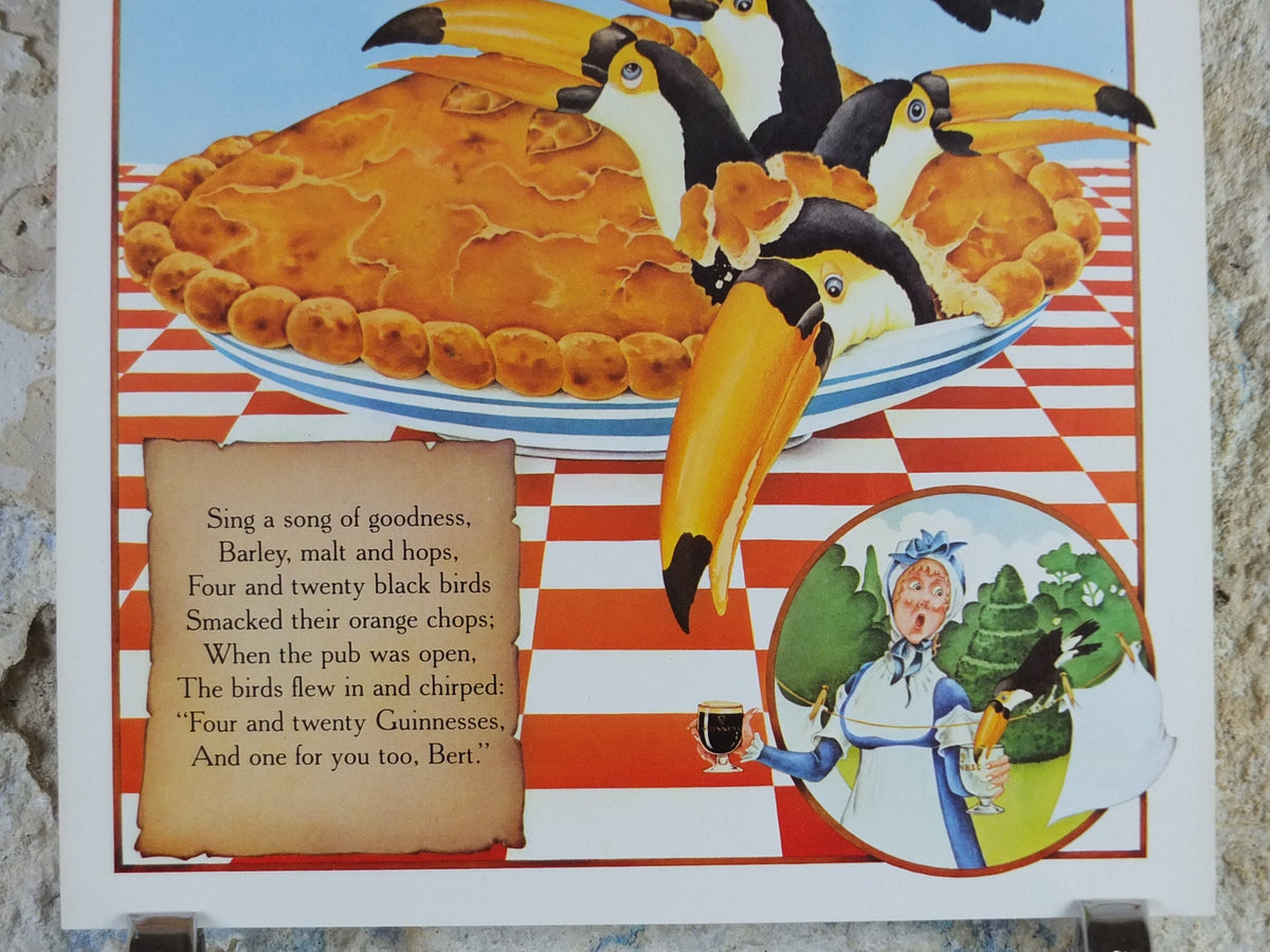 Original Vintage Guinness Toucan Poster, Sing a Song of Sixpence, 4 and 20 pie, advertising ale Irish stout beer print wall art retro 1970s