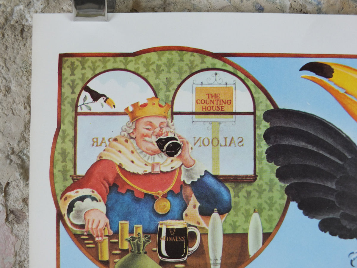 Original Vintage Guinness Toucan Poster, Sing a Song of Sixpence, 4 and 20 pie, advertising ale Irish stout beer print wall art retro 1970s