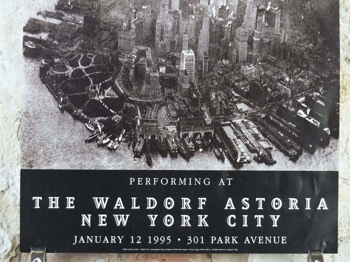 1995 Led Zeppelin Tour Poster, Induction to Hall of Fame, At the Waldorf Astoria, New York City, 301 Park Avenue, musical wall art decor