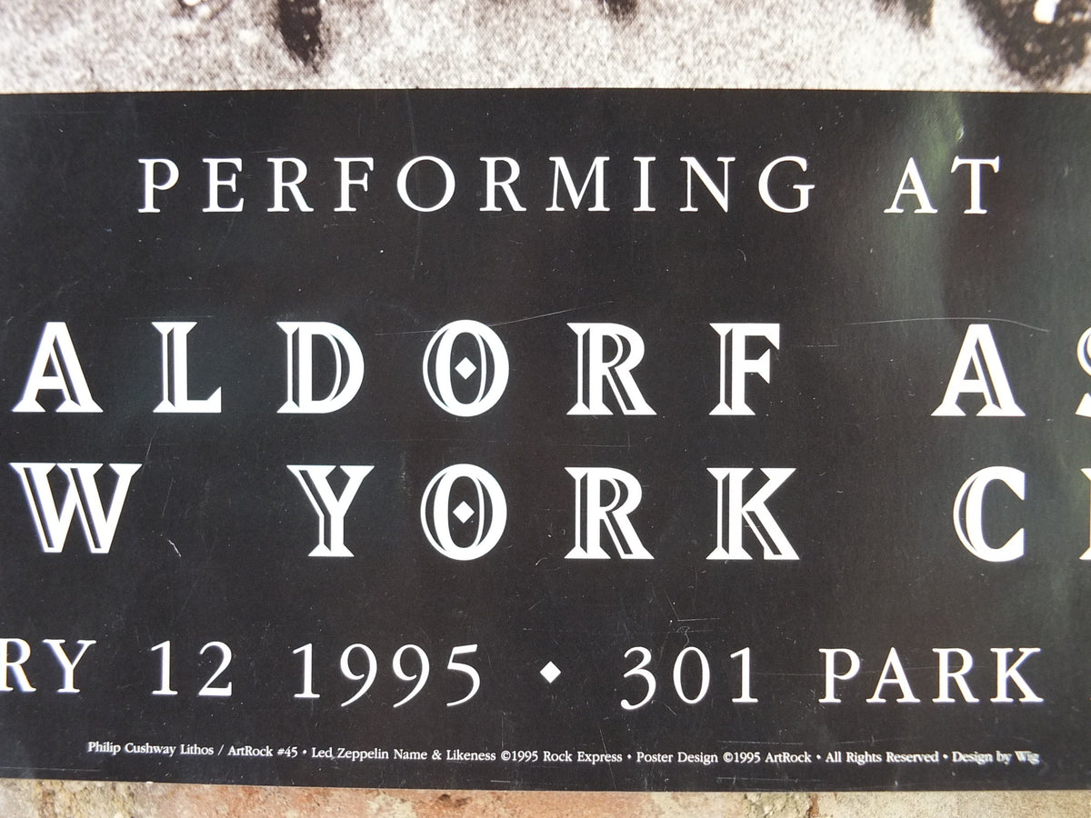 1995 Led Zeppelin Tour Poster, Induction to Hall of Fame, At the Waldorf Astoria, New York City, 301 Park Avenue, musical wall art decor