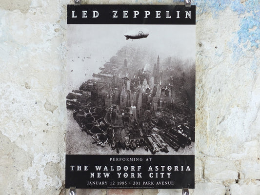 1995 Led Zeppelin Tour Poster, Induction to Hall of Fame, At the Waldorf Astoria, New York City, 301 Park Avenue, musical wall art decor