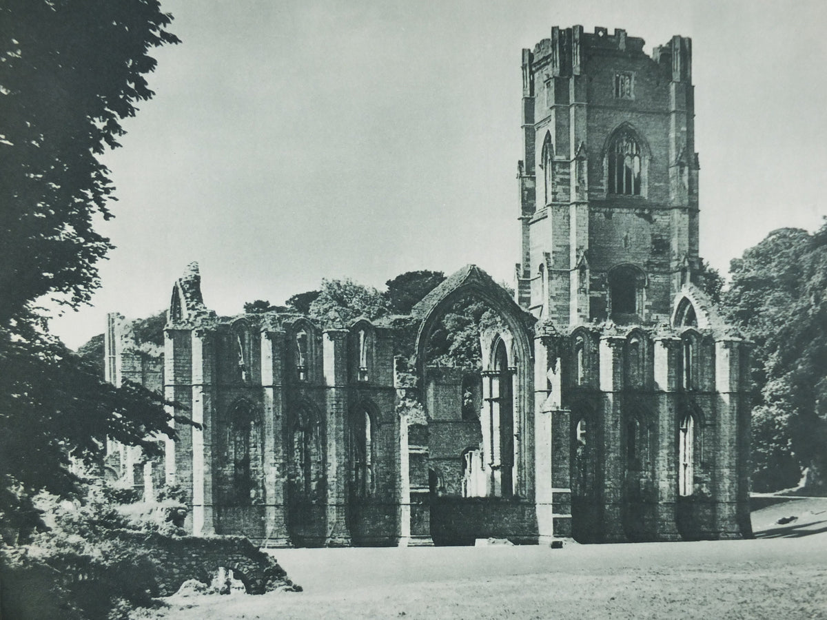 1947 Fountains Abbey Britain Poster, Harrogate Yorkshire, Travel Association United Kingdom, travel tourism holiday vacation wall art decor