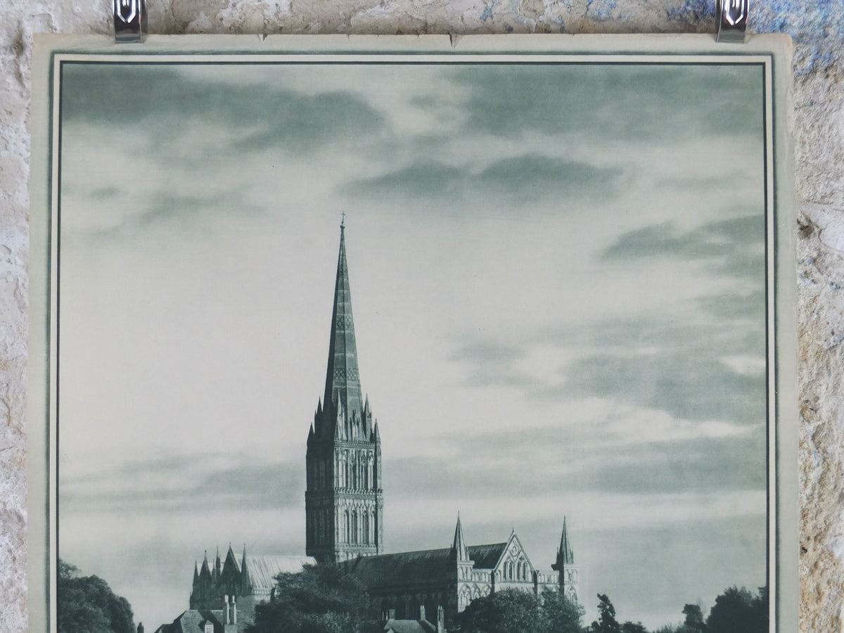1947 Salisbury Cathedral Britain Poster, Wiltshire, Travel Association United Kingdom, travel tourism, holiday vacation wall art decor