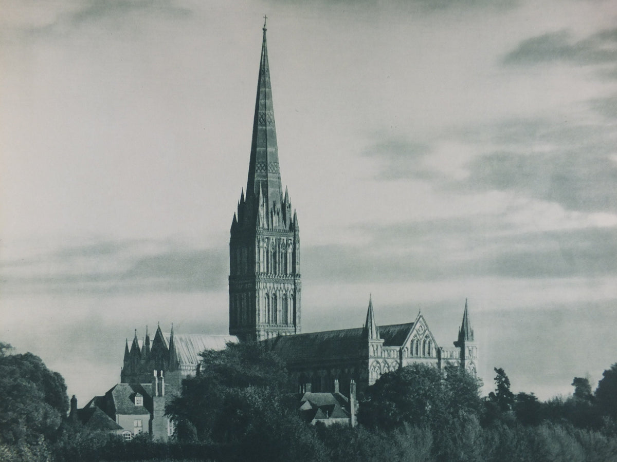 1947 Salisbury Cathedral Britain Poster, Wiltshire, Travel Association United Kingdom, travel tourism, holiday vacation wall art decor