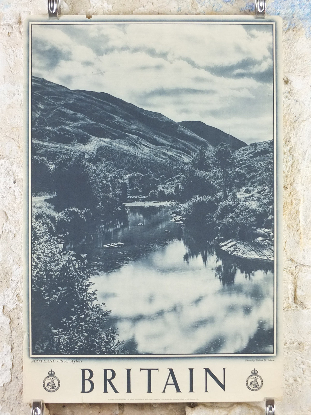 1947 River Aylort Britain Poster, Ailort Scotland, Travel Association United Kingdom, travel tourism holiday vacation wall art decor