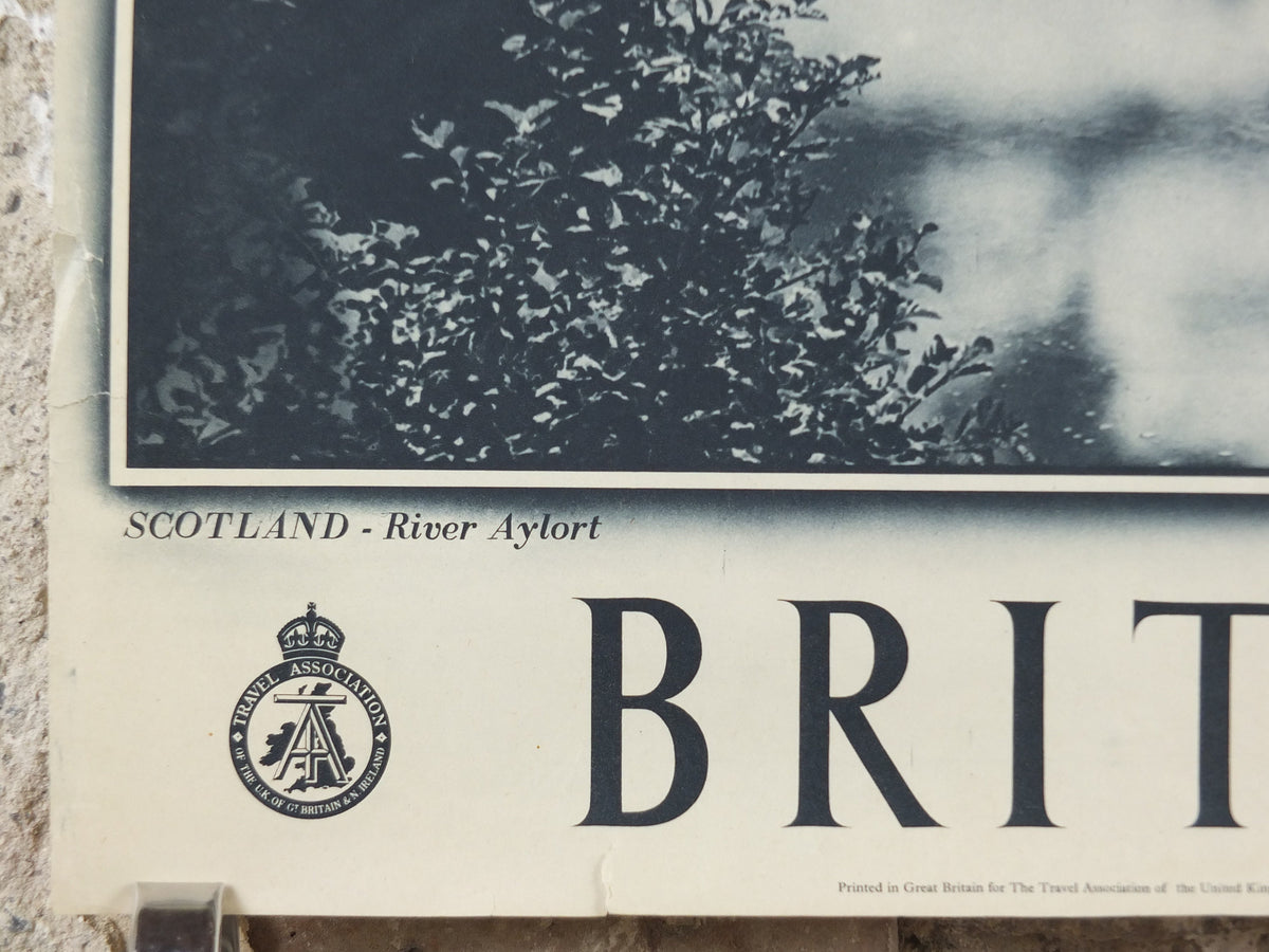 1947 River Aylort Britain Poster, Ailort Scotland, Travel Association United Kingdom, travel tourism holiday vacation wall art decor